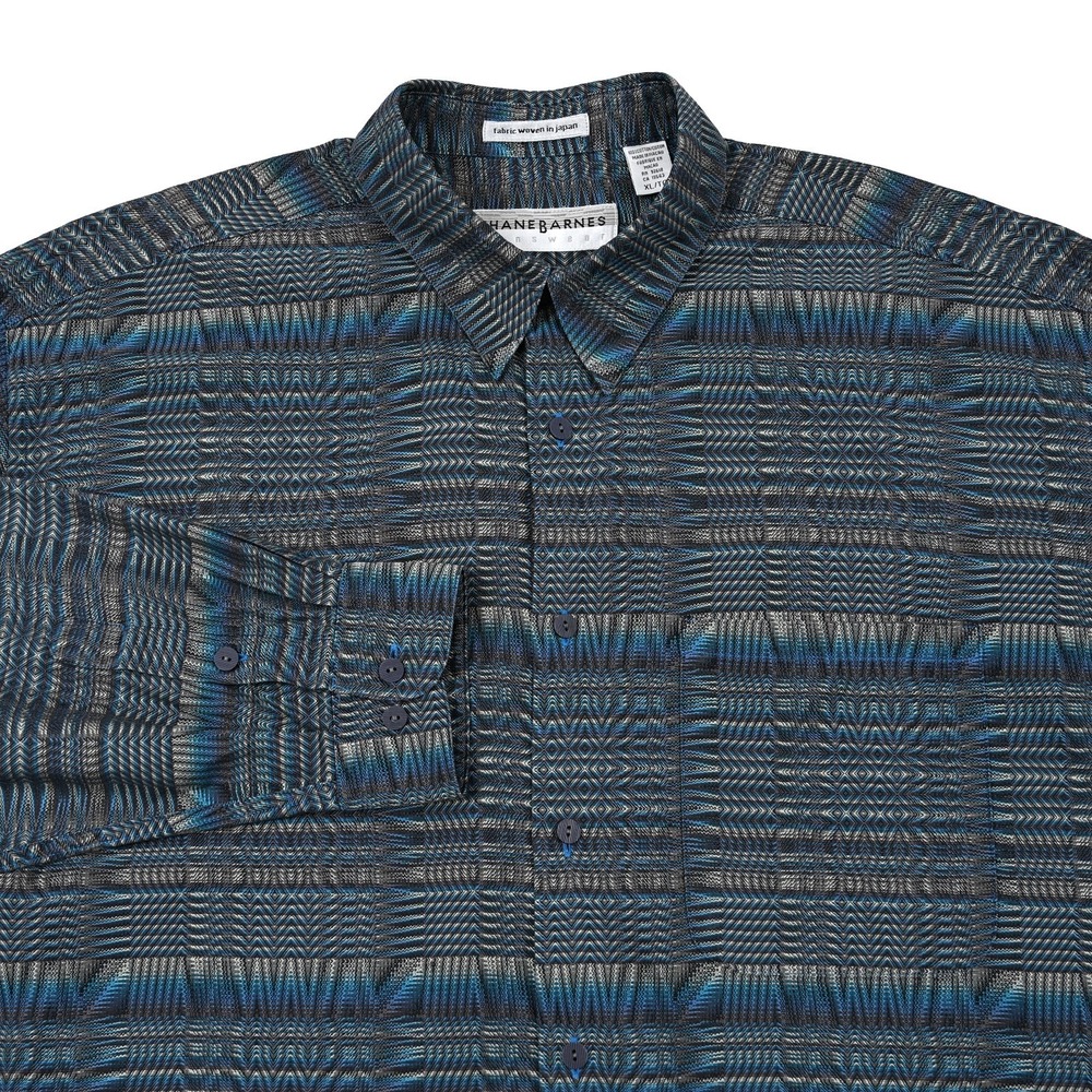 Vintage Jhane Barnes Mens XL Abstract Button Up Shirt Fabric Woven In Japan